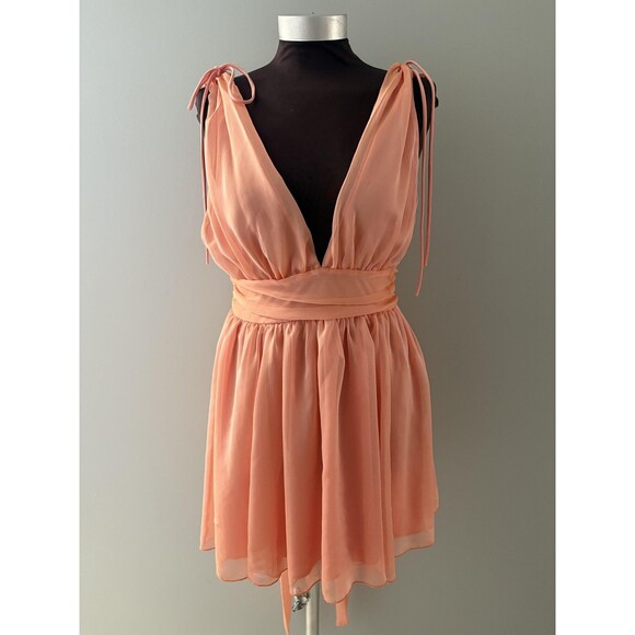Lucy in the Sky Dress Size Medium Peach Chiffon Mini Party Fairy Cocktail - Picture 1 of 15